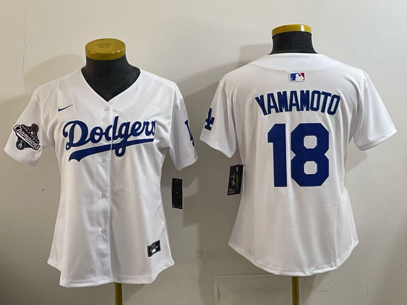 Women 2026 Nike Los Angeles Dodgers #18 Yamamoto White Game MLB Jersey 06->women mlb jersey->Women Jersey